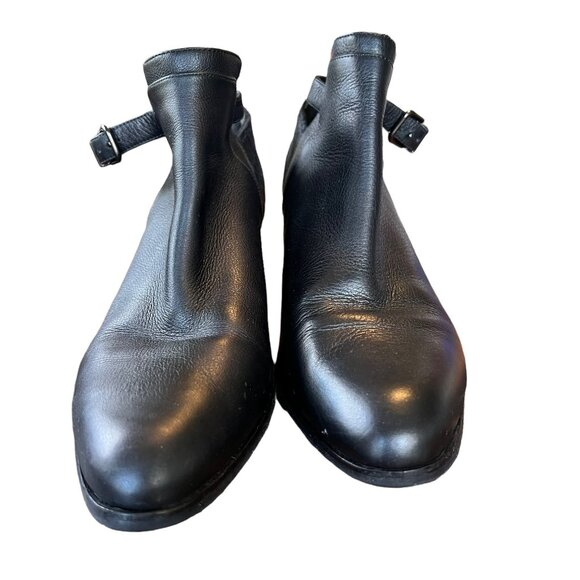 Via Spiga Soft Leather Black Ankle Block Chunky Heel Boots 10 - Picture 7 of 11